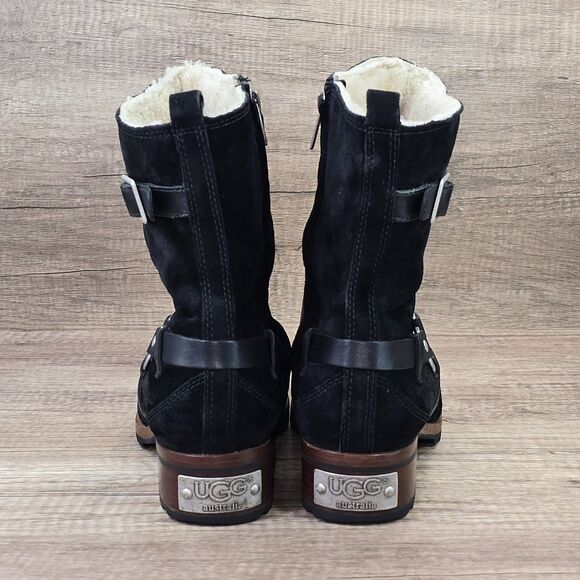 UGG Endell Women's Size 9 Black Harness Biker Suede Boots (5604) - Picture 4 of 9